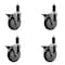 Service Caster 5'' Black Poly Swivel 1-1/4'' Expanding Stem Caster Set with Brake, 4PK SCC-EX20S514-PPUB-BLK-PLB-114-4 - alternate 1